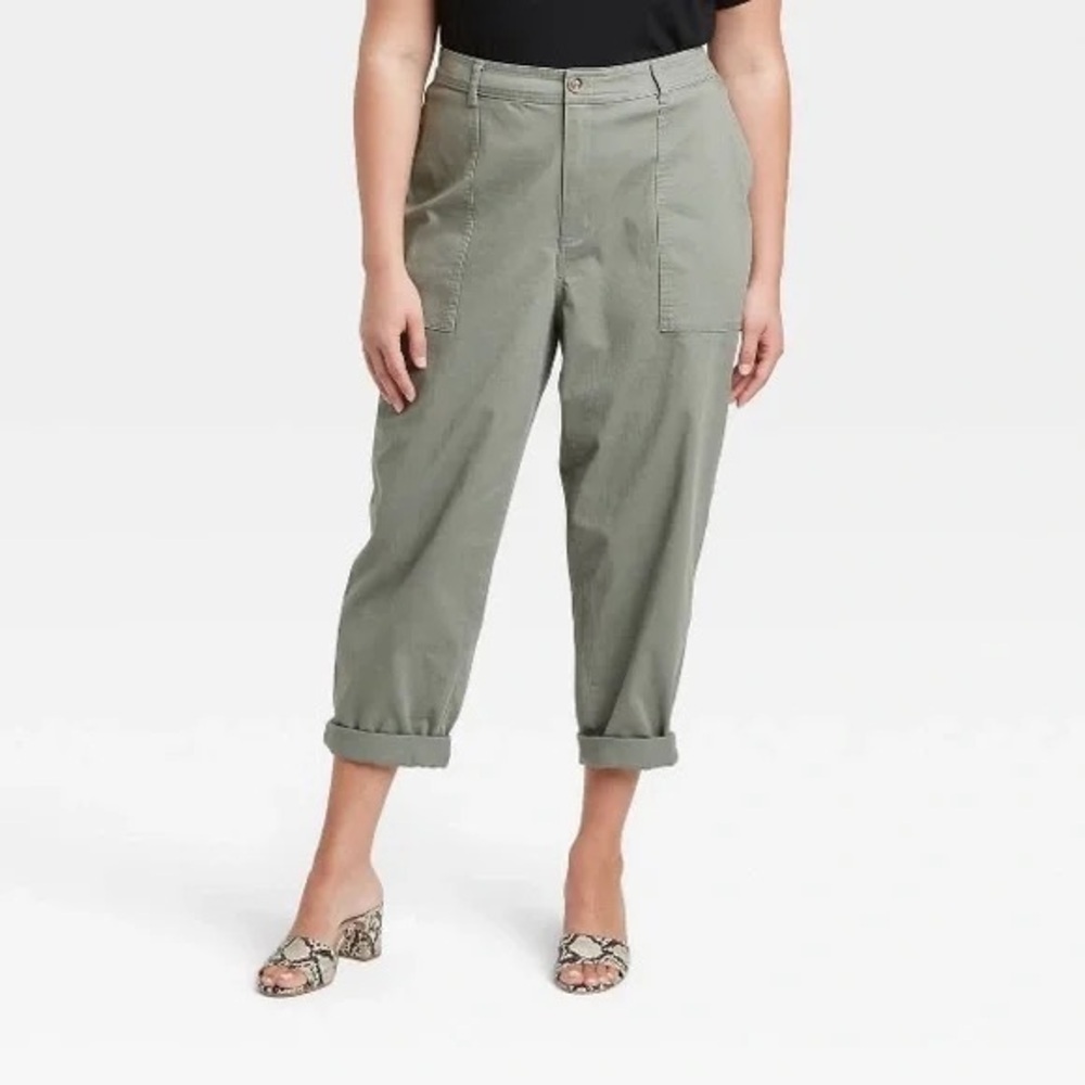 A New Day Women’s Stretch High Rise Utility Ankle Green Casual Pants Size 8